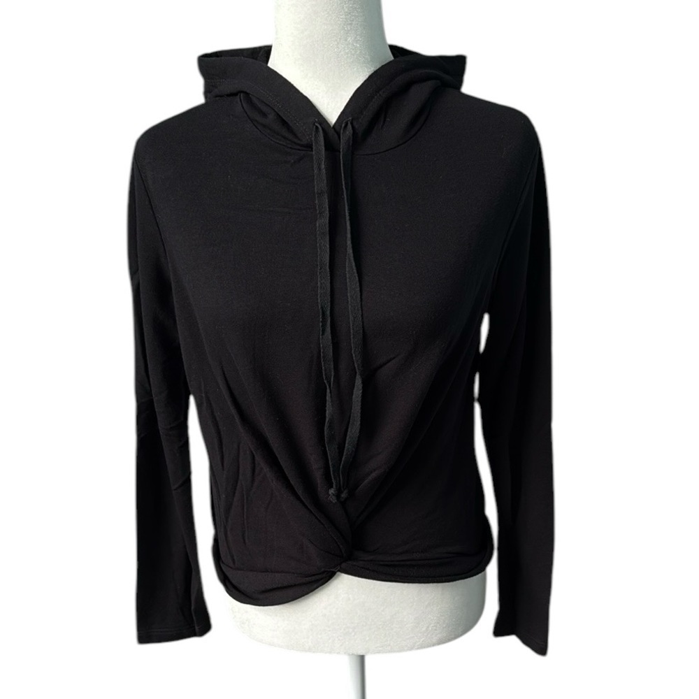 Anthropologie Drew Twist Front Pullover Black Hoodie Size Small